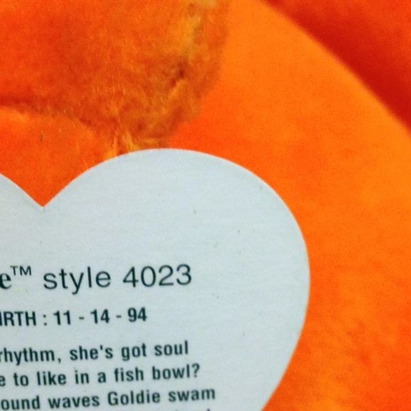 Vintage 1993 handmade Ty Beanies Goldie fish with errors - Picture 7 of 7